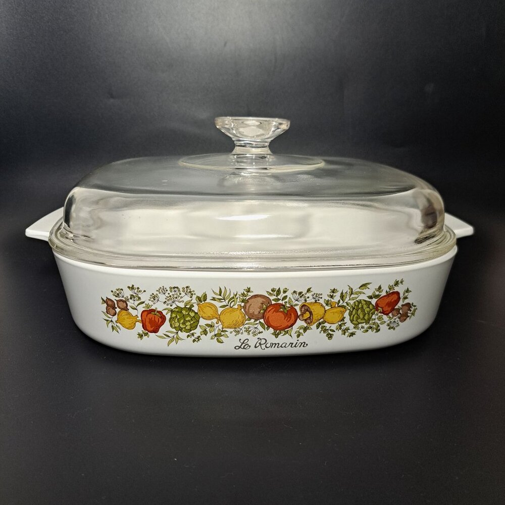 Corning Spice Of Life "Le Romarin" Casserole Dish With Pyrex Glass Lid  A-10-B